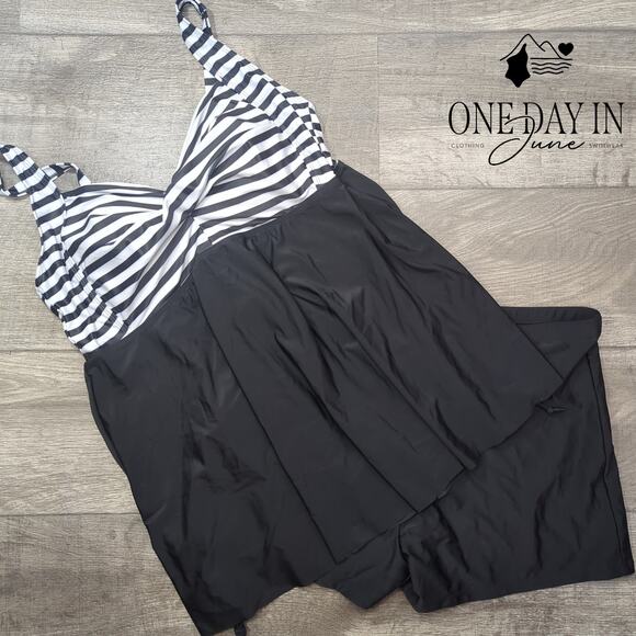 Aqua Eve Plus Size Cross Front Boyshort Tankini Swimsuit Size 20W - Picture 3 of 5